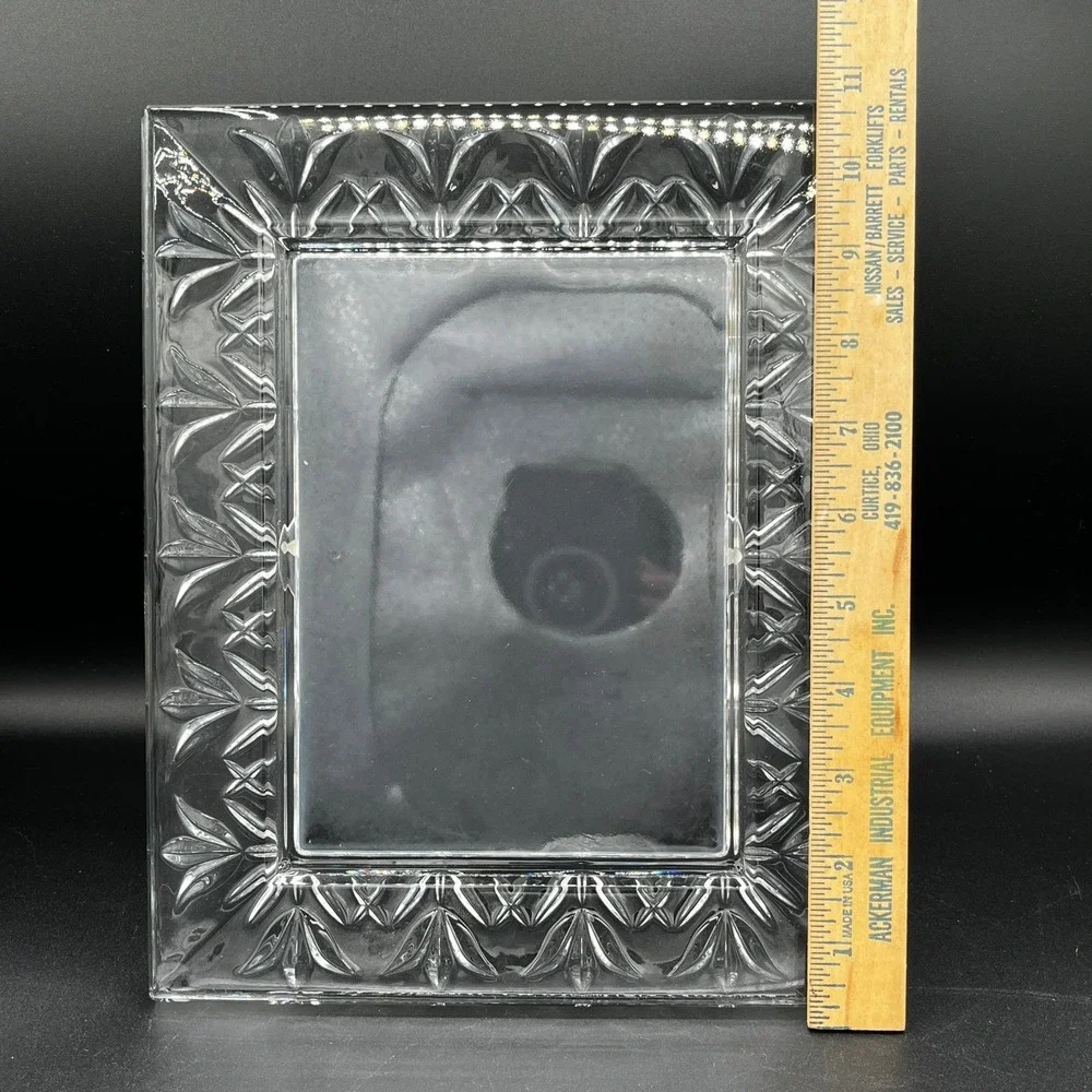 Waterford Crystal Frame Elegant Faceted Beveled Glass 5x7 Photo 8.5 x 10.5 Frame